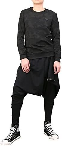 ellazhu Men Black Fashion Drop Crotch Loose Casual Yoga Harem Long Pants GYM161 A in Saudi Arabia