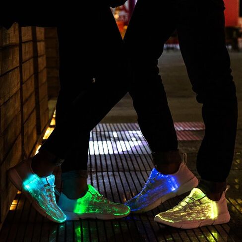 7ipupas Fiber Optic LED Light up Shoes for Kids, Men and Women, Lightweight Sneakers USB Charging Glowing Party Shoes (US 11.5 Women/9.5 Men = EUR 43, Black) in Saudi Arabia