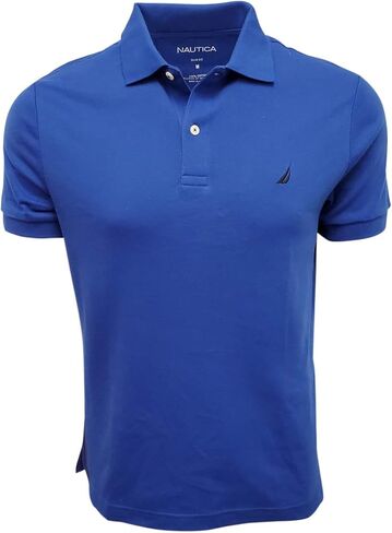 Nautica Men's Slim Fit Short Sleeve Solid Soft Cotton Polo Shirt (Small, Bright Cobalt) in Saudi Arabia
