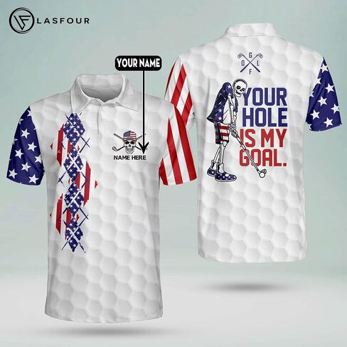 LASFOUR Personalized Funny Golf Shirts for Men, Men's Skull Golf Shirts Short Sleeve Polo Dry Fit, Lightweight Golf Polos in Saudi Arabia