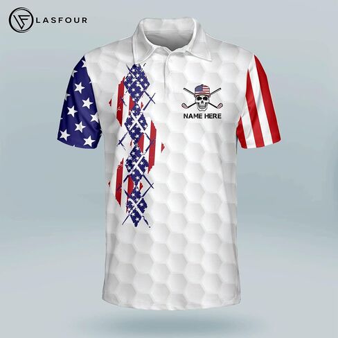 LASFOUR Personalized Funny Golf Shirts for Men, Men's Skull Golf Shirts Short Sleeve Polo Dry Fit, Lightweight Golf Polos in Saudi Arabia