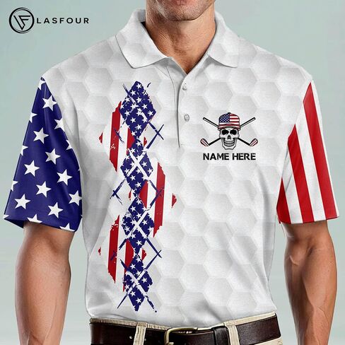 LASFOUR Personalized Funny Golf Shirts for Men, Men's Skull Golf Shirts Short Sleeve Polo Dry Fit, Lightweight Golf Polos in Saudi Arabia
