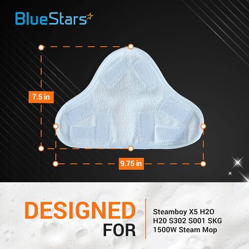BlueStars [Pack of 8] Ultra Durable Washable Microfibre Steam Mop Pads Floor Replacement Part Exact Fit for H2O X5 H20 Models in Kuwait