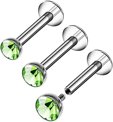 3PCS Steel Internally Labret Studs 16g 1.2mm 5/16 8mm 2mm 3mm 4mm Crystal Monroe Tragus Earrings Piercing Jewelry Pick Color in Saudi Arabia