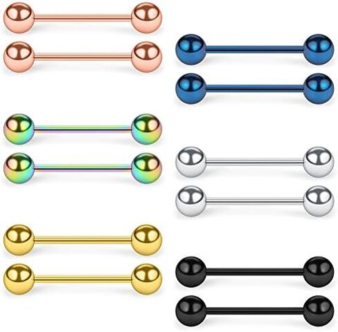 SCERRING 316L Stainless Steel Externally Threaded Nipple Bar Barbell Rings Piercing Retainer 16G 6-12PCS in Kuwait