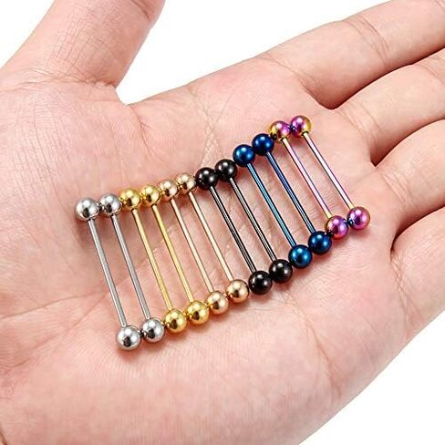 SCERRING 316L Stainless Steel Externally Threaded Nipple Bar Barbell Rings Piercing Retainer 16G 6-12PCS in Kuwait