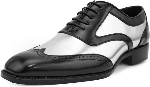 Bolano Lawson, Mens Shoes - Dress Shoes for Men - Oxford Shoes for Men - Tuxedo Shoes - Formal Shoes for Men - Shiny Metallic Shoes - Two-Tone, Mens Wingtip Dress Shoes in Kuwait