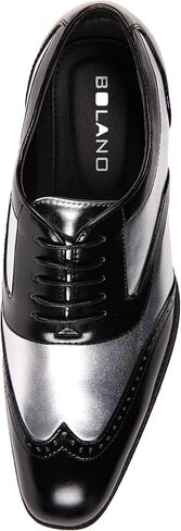 Bolano Lawson, Mens Shoes - Dress Shoes for Men - Oxford Shoes for Men - Tuxedo Shoes - Formal Shoes for Men - Shiny Metallic Shoes - Two-Tone, Mens Wingtip Dress Shoes in Kuwait