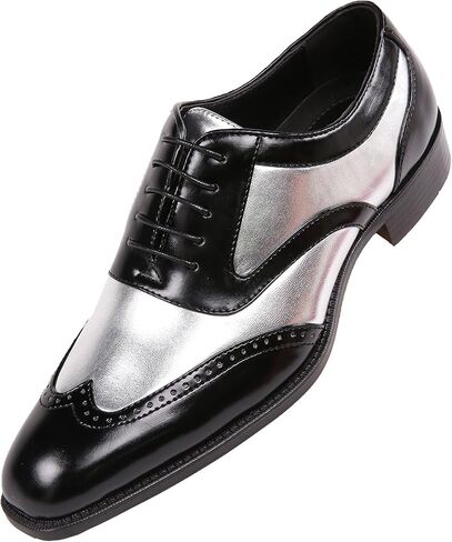 Bolano Lawson, Mens Shoes - Dress Shoes for Men - Oxford Shoes for Men - Tuxedo Shoes - Formal Shoes for Men - Shiny Metallic Shoes - Two-Tone, Mens Wingtip Dress Shoes in Kuwait