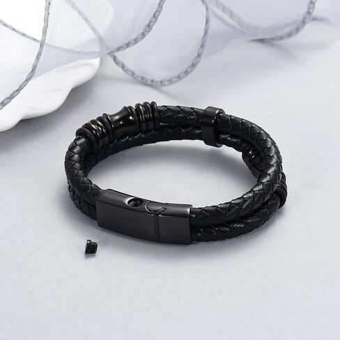 constantlife Cremation Bracelet for Ashes for Women Men Memorial Urn Jewelry Stainless Steel Braided Leather Wristband Cuff Bangle Keepsake in Saudi Arabia
