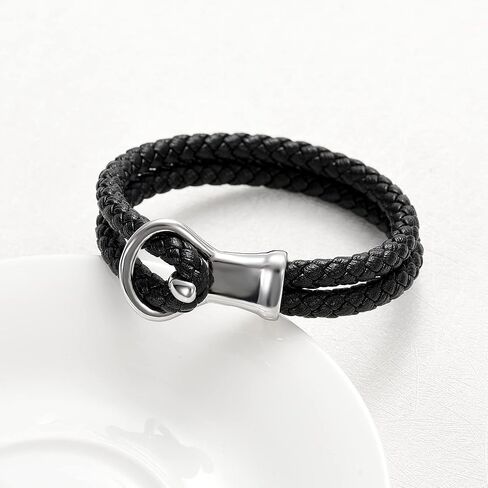 constantlife Cremation Bracelet for Ashes for Women Men Memorial Urn Jewelry Stainless Steel Braided Leather Wristband Cuff Bangle Keepsake in Saudi Arabia