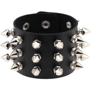 ZHQI الأسود معصمه الكفة حزام سوار الإسورة الجلود حبل أسود الشرير الصخرة سوار in Kuwait