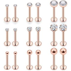 Lcolyoli 16 Gauge Medusa Piercing Jewelry Lip Rings for Women Men Stainless Steel Labret Studs Cartilage Forward Helix Tragus Earrings Monroe Snake Bite Piercing Jewelry 9 Pairs in Saudi Arabia