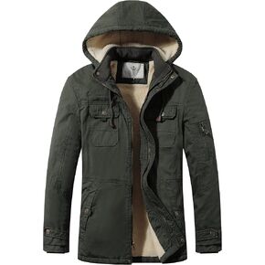 WenVen Men's Winter Sherpa Parka Mid Length Thicken Military Style Warm Jacket with Removable Hood in Saudi Arabia