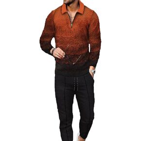 Men's Polo Track Suit Sets Long Sleeve Mens Outfits 2 Piece Fashion Sweatsuit Comfy Casual Set for Men in Kuwait