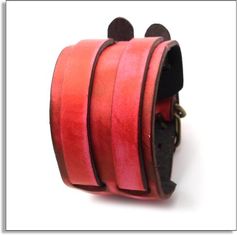 Heavstjer Punk Rock Belt Buckle Wristband Wide Leather Bracelet Arm Cuff Bracelet in Saudi Arabia