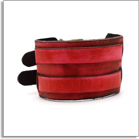 Heavstjer Punk Rock Belt Buckle Wristband Wide Leather Bracelet Arm Cuff Bracelet in Saudi Arabia