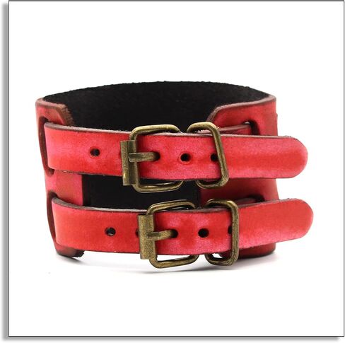 Heavstjer Punk Rock Belt Buckle Wristband Wide Leather Bracelet Arm Cuff Bracelet in Saudi Arabia
