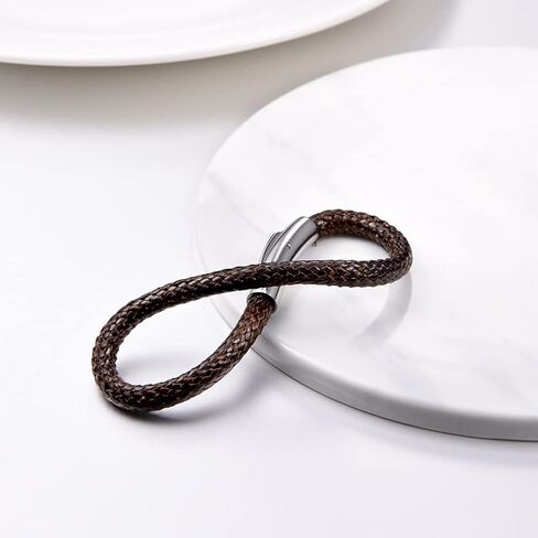 FOCALOOK Mens Braided Bracelet, Free Customized Beads/Clasp, Waterproof Soft Brown/Black Wax Rope Bracelet for Men,18/20/22CM (with Gift Box) in Kuwait