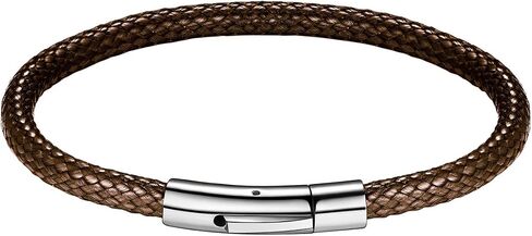 FOCALOOK Mens Braided Bracelet, Free Customized Beads/Clasp, Waterproof Soft Brown/Black Wax Rope Bracelet for Men,18/20/22CM (with Gift Box) in Kuwait