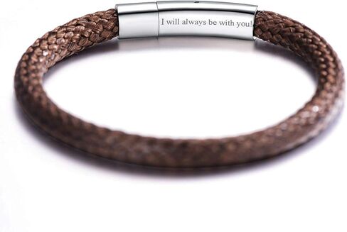 FOCALOOK Mens Braided Bracelet, Free Customized Beads/Clasp, Waterproof Soft Brown/Black Wax Rope Bracelet for Men,18/20/22CM (with Gift Box) in Saudi Arabia