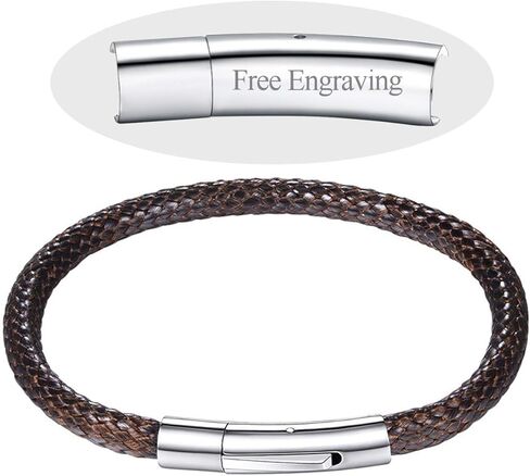 FOCALOOK Mens Braided Bracelet, Free Customized Beads/Clasp, Waterproof Soft Brown/Black Wax Rope Bracelet for Men,18/20/22CM (with Gift Box) in Saudi Arabia