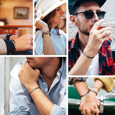 FOCALOOK Mens Braided Bracelet, Free Customized Beads/Clasp, Waterproof Soft Brown/Black Wax Rope Bracelet for Men,18/20/22CM (with Gift Box) in Kuwait