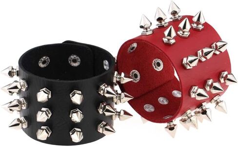 ZHQI الأسود معصمه الكفة حزام سوار الإسورة الجلود حبل أسود الشرير الصخرة سوار in Kuwait