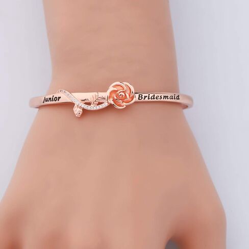 CENWA Junior Bridesmaid Bracelet Junior Bridesmaid Gift Bridesmaid Proposal Gift Junior Bridesmaid Rose Flower Cuff Bracelet in Saudi Arabia
