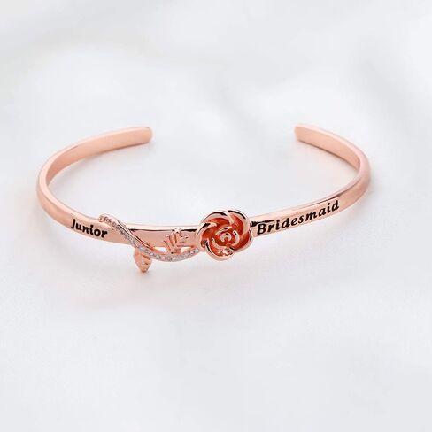 CENWA Junior Bridesmaid Bracelet Junior Bridesmaid Gift Bridesmaid Proposal Gift Junior Bridesmaid Rose Flower Cuff Bracelet in Saudi Arabia