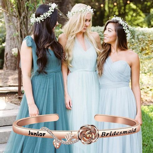 CENWA Junior Bridesmaid Bracelet Junior Bridesmaid Gift Bridesmaid Proposal Gift Junior Bridesmaid Rose Flower Cuff Bracelet in Saudi Arabia