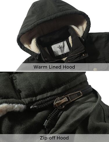 سترة WenVen الرجالية الشتوية Sherpa Parka متوسطة الطول سميكة بنمط عسكري دافئة مع غطاء رأس قابل للإزالة in Kuwait