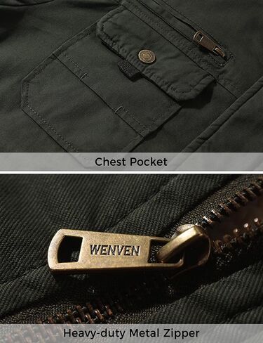 سترة WenVen الرجالية الشتوية Sherpa Parka متوسطة الطول سميكة بنمط عسكري دافئة مع غطاء رأس قابل للإزالة in Kuwait