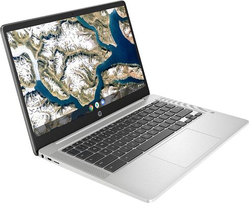 2020 HP Chromebook عالي الأداء مقاس 14 بوصة FHD 1929x1080 - Intel Celeron N4000 - ذاكرة 4 جيجابايت - 32 جيجابايت eMMC - فضي طبيعي (متجدد) in Saudi Arabia