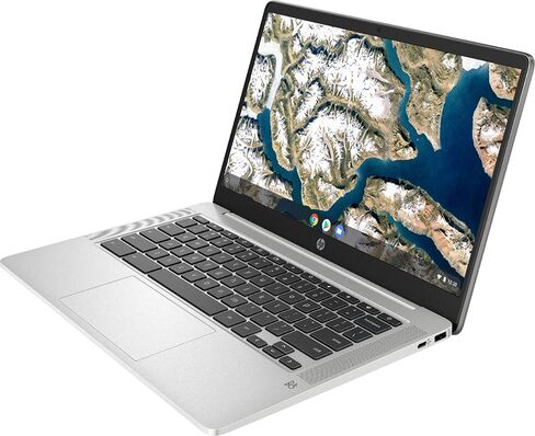 2020 HP Chromebook عالي الأداء مقاس 14 بوصة FHD 1929x1080 - Intel Celeron N4000 - ذاكرة 4 جيجابايت - 32 جيجابايت eMMC - فضي طبيعي (متجدد) in Saudi Arabia