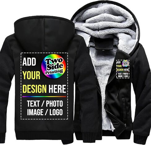 Tencen Custom Fleece Hooded Jacket Design Your Own 2 Side Print Front Back Thick Winter Warm Thermal Zip up Hoodie in Saudi Arabia