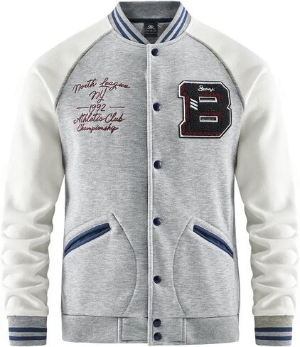 ANOTWENER Men's Varsity Jacket Vintage Baseball Button Jackets Long Sleeve with Letters Casual Coats for Men in Kuwait