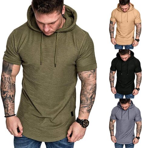 Cot-Oath Mens Workout Sweatshirt Athletic Hoodies - Stylish Gym Running Hoodies Lightweight Pullover in Kuwait