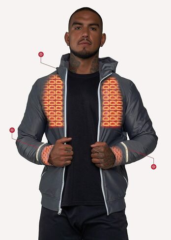 FNDN Men's Heated LED Athletic Jacket w/ Built-In Heated Gloves - Windproof, Water-Resistant, Thermal Winter Jacket in Saudi Arabia