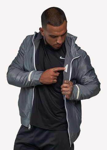 FNDN Men's Heated LED Athletic Jacket w/ Built-In Heated Gloves - Windproof, Water-Resistant, Thermal Winter Jacket in Saudi Arabia