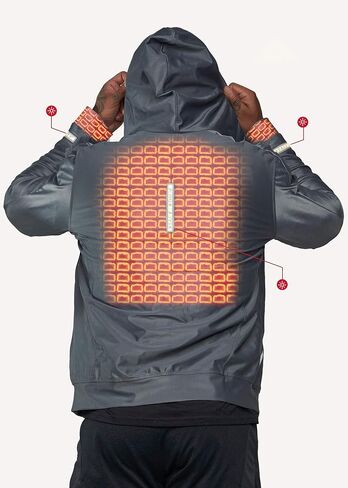 FNDN Men's Heated LED Athletic Jacket w/ Built-In Heated Gloves - Windproof, Water-Resistant, Thermal Winter Jacket in Saudi Arabia
