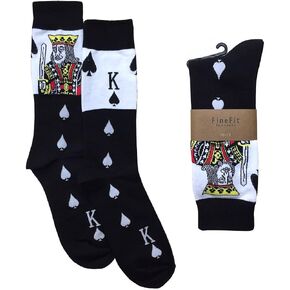 Men's Black The King of Spades Poker Player Cards Novelty Crew Dress Socks in Saudi Arabia