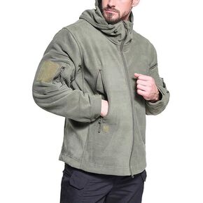 Men's Hoodie Fleece Jacket Warm Winter 6 Zip-Pockets Fleece Jacket Military Tactical Outwear Cardigan Jacket Coat in Kuwait