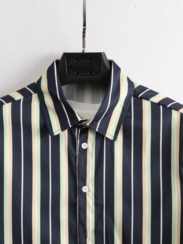 طقم ملابس صيفية للرجال مكون من قطعتين من OYOANGLE بأكمام قصيرة وقميص وسروال قصير in Kuwait