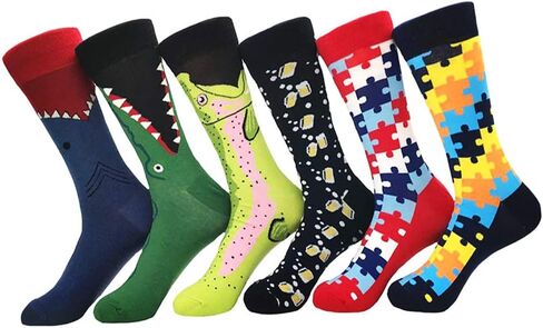 IIG 3-6 Pairs Men Dress Cotton Socks Funky Colorful Pattern Wool Crew Socks in Saudi Arabia