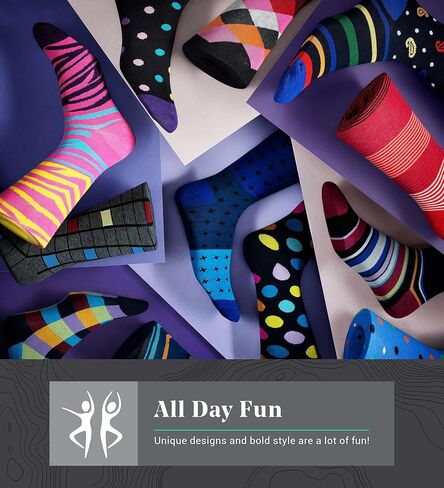 Marino Mens Dress Socks - Fun Colorful Socks for Men - Cotton Funky Socks - 6 Pack in Kuwait