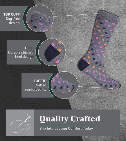 Marino Mens Dress Socks - Fun Colorful Socks for Men - Cotton Funky Socks - 6 Pack in Kuwait