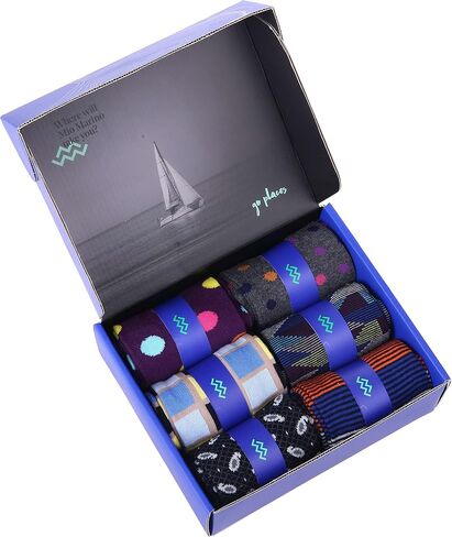 Marino Mens Dress Socks - Fun Colorful Socks for Men - Cotton Funky Socks - 6 Pack in Kuwait