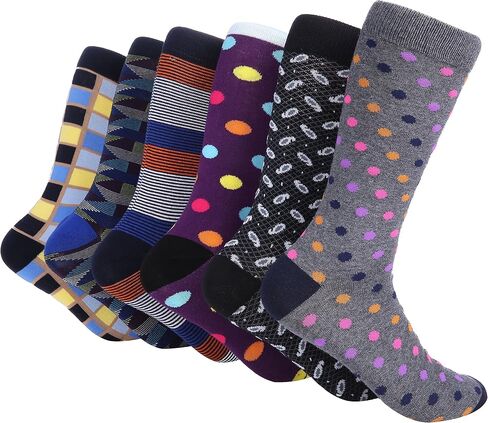 Marino Mens Dress Socks - Fun Colorful Socks for Men - Cotton Funky Socks - 6 Pack in Kuwait
