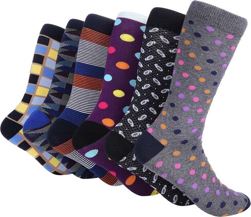 Marino Mens Dress Socks - Fun Colorful Socks for Men - Cotton Funky Socks - 6 Pack in Kuwait